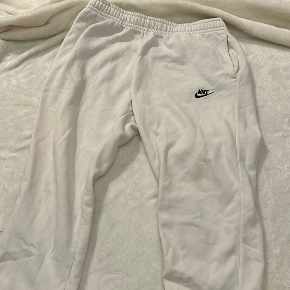 NIKE White Nike men’s  sweatpants with the swoosh logo
